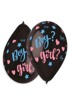 Sachet De 5 Ballons Noirs Boy Girl Et Confettis accessoire
