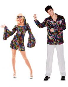 Couple Disco Colorée costume