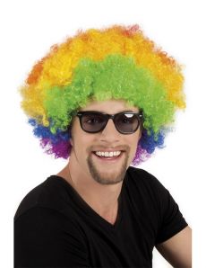 Perruque afro disco clown multicolore volume adulte accessoire