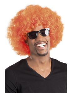 Perruque afro disco orange volume adulte accessoire