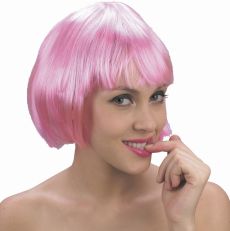 Perruque courte rose à frange femme accessoire