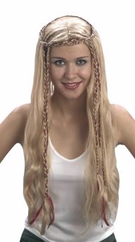 Perruque médiévale blonde femme accessoire