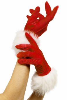 Gants rouge avec fourrure blanche mère Noël femme accessoire