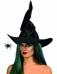 Chapeau sorcière noir avec araignée femme Halloween accessoire