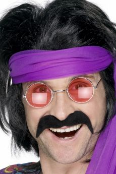 Moustache noire années 70' adulte accessoire