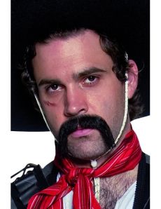 Moustache noire western mexicain adulte accessoire