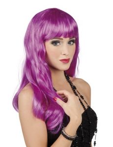 Perruque longue violette femme accessoire