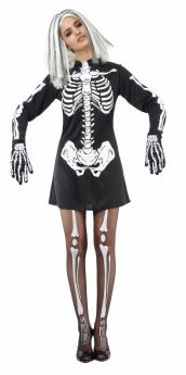 Déguisement squelette noir et blanc femme Halloween costume