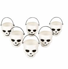 6 Mini seaux tête de mort Halloween accessoire