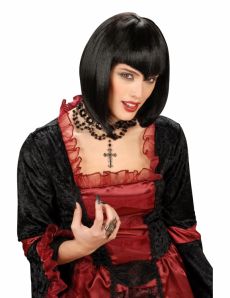 Perruque noire avec franges à pointe femme accessoire