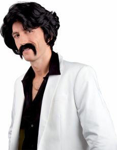 Perruque noire avec moustache homme accessoire
