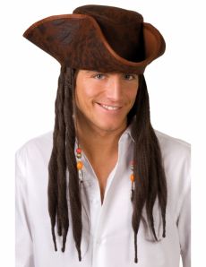 Chapeau tricorne pirate marron adulte accessoire