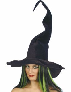 Chapeau sorcière noir velours femme Halloween accessoire