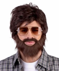 Perruque Dude avec barbe et moustache Adulte accessoire
