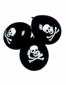 6 Ballons en latex pirate noirs accessoire