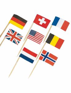 30 Mini piques drapeaux pays du monde accessoire