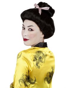 Perruque à chignon geisha noire femme accessoire