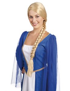 Perruque blonde médiévale avec tresse femme accessoire