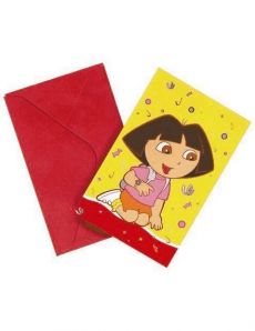 6 cartes d'invitation Dora l'Exploratrice accessoire