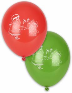 10 Ballons Noël rouges et verts 28 cm accessoire