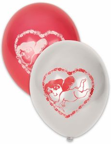 10 Ballons Saint Valentin blancs et rouges 30 cm accessoire