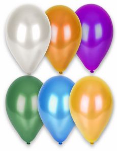 12 Ballons métallisés multicolores 28 cm accessoire