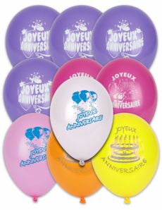 10 Ballons Joyeux anniversaire multicolores 30 cm accessoire