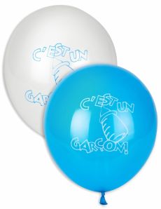 10 Ballons C'est un garçon ! bleus et blancs 30 cm accessoire