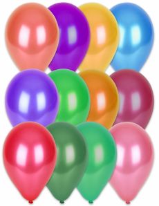 100 Ballons multicolores métallisés 29 cm accessoire