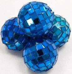 4 Mini boules à facettes turquoises 3,5 cm accessoire