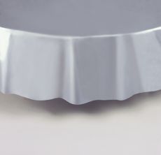 Nappe ronde en plastique argent 213 cm accessoire