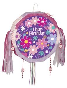 Piñata Happy Birthday fleurs 45 cm accessoire