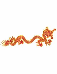 Décoration murale dragon rouge et or Nouvel an Chinois accessoire
