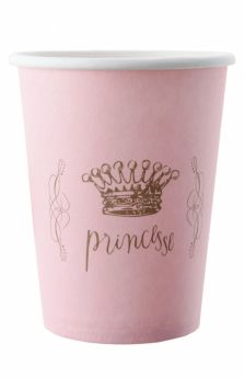 6 Gobelets en carton princesse rose 9 x 7,5 cm accessoire