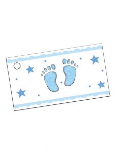 10 Étiquettes en papier pieds bleus 9 x 2,5 cm accessoire