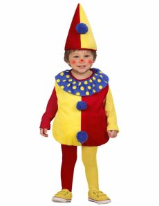 Déguisement clown bicolore bébé costume