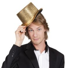 Chapeau haut de forme doré adulte accessoire