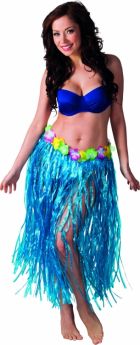 Jupe hawaïenne longue bleue adulte costume