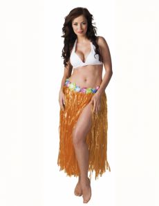 Jupe hawaïenne longue orange adulte costume