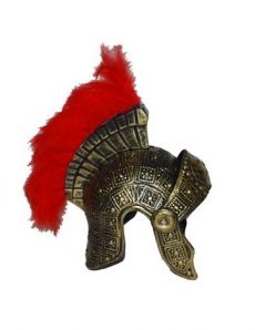 Casque romain avec plumes rouges accessoire