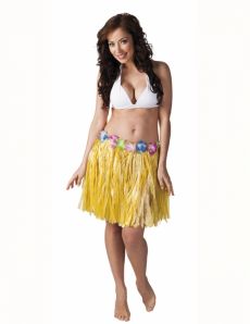 Jupe hawaïenne courte jaune adulte costume