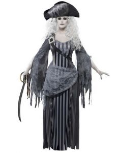 Déguisement fantôme pirate grise femme Halloween 