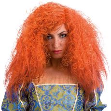 Perruque frisée orange femme accessoire