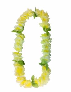 Collier fleurs hawaïennes jaune accessoire