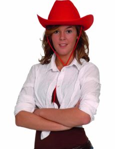 Chapeau cowboy rouge adulte accessoire