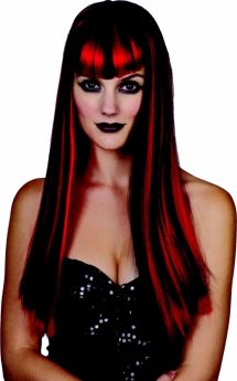 Perruque gothique rouge et noire femme accessoire