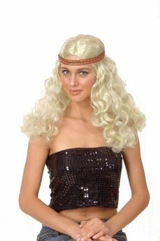 Perruque hippie blonde femme accessoire