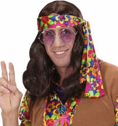 Perruque marron hippie adulte accessoire
