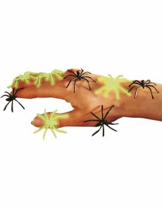 Fausses araignées noires et phosphorescentes Halloween accessoire