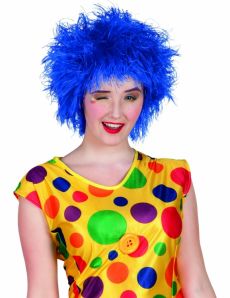 Perruque clown colorée bleue femme accessoire